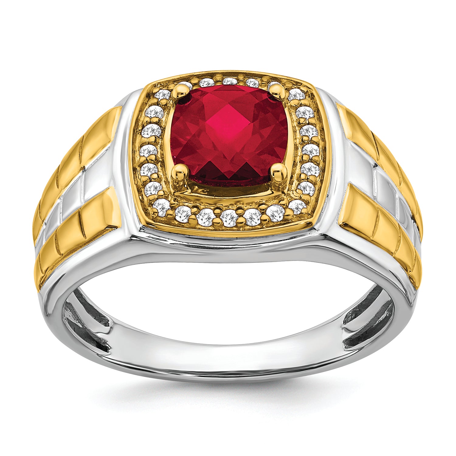Red Heat Ruby Halo Ring