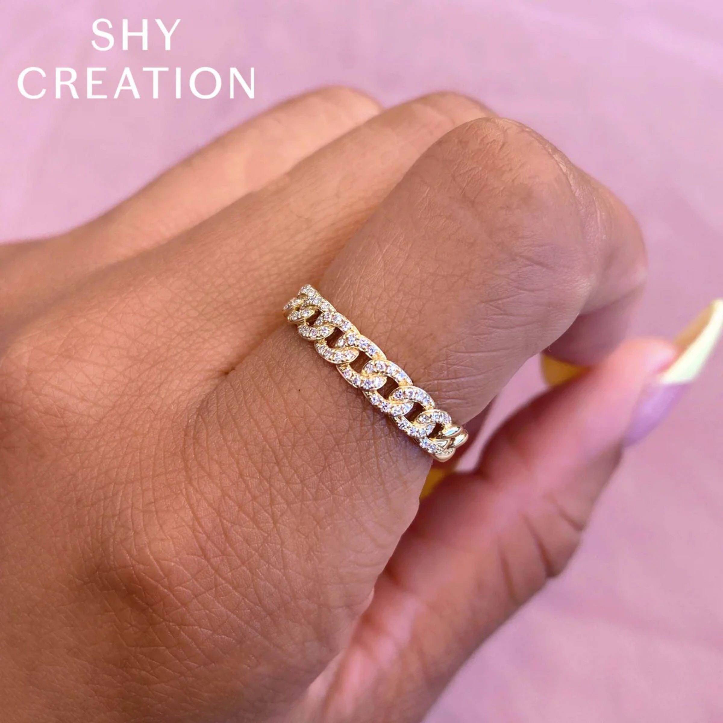 Shy Creation® Curb Link Diamond Band