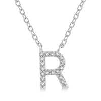 Diamond Initial R Pendant Necklace