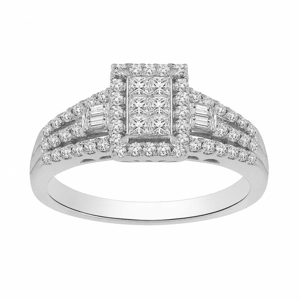Two Hearts® Towering Promise Princess Cut Diamond Engagement Ring