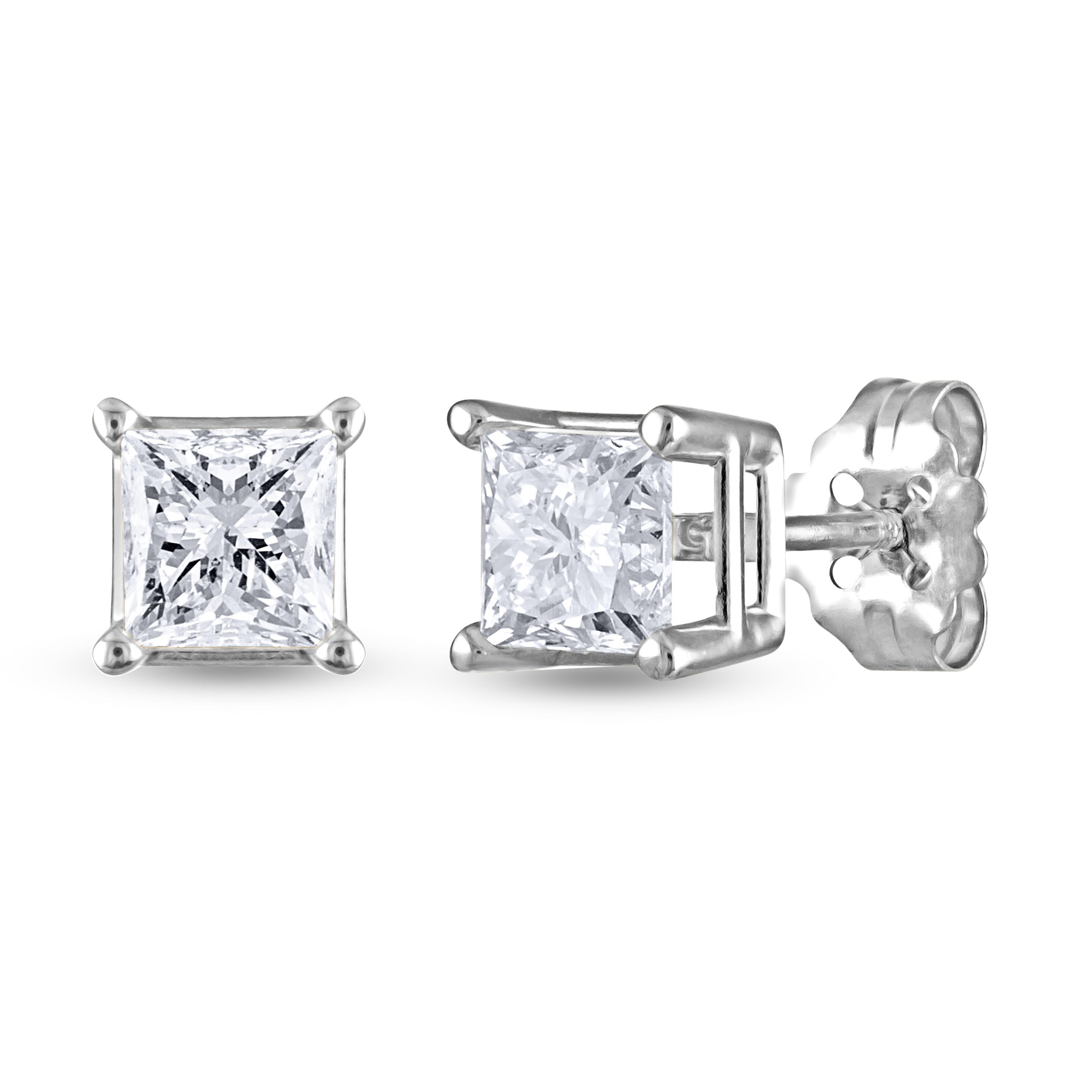 Premium Princess Cut Diamond Stud Earrings