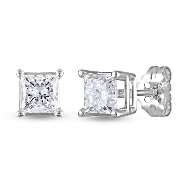Refined Glow Princess Cut Diamond Stud Earrings