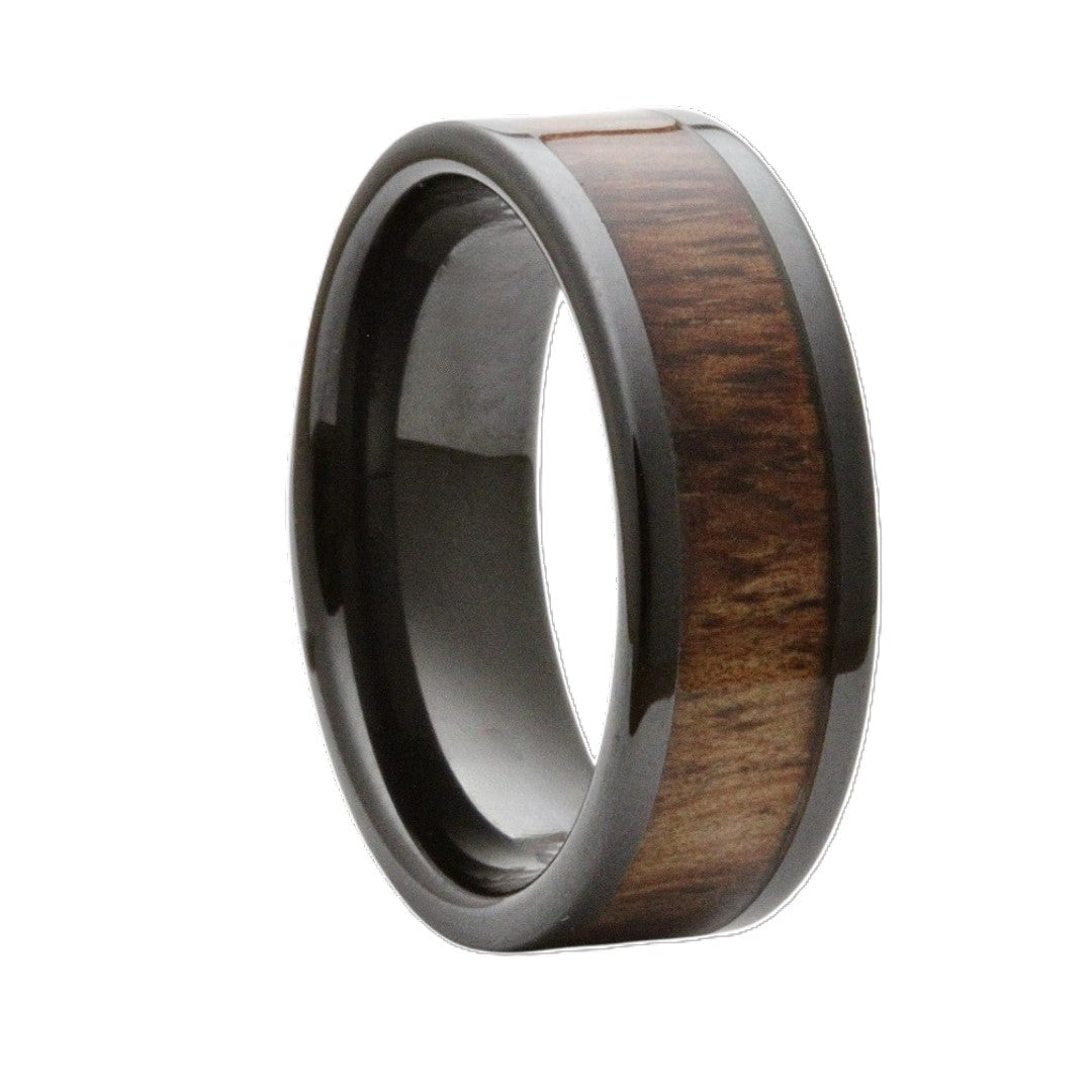 Heavy Stone® Koa Wood & Black Ceramic Men's Band – Harry