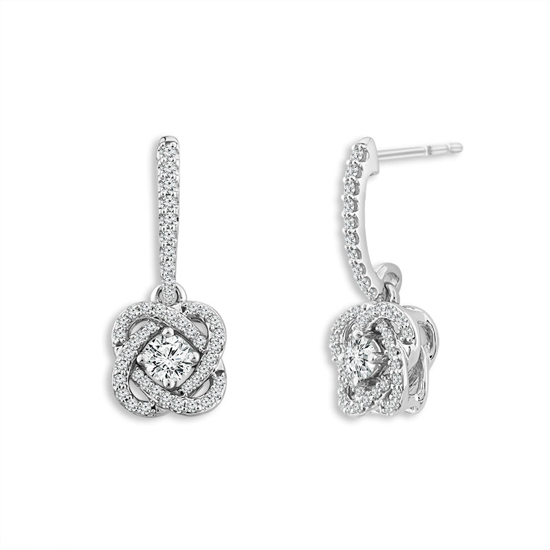 Ribbon Knot Diamond Drop Earrings