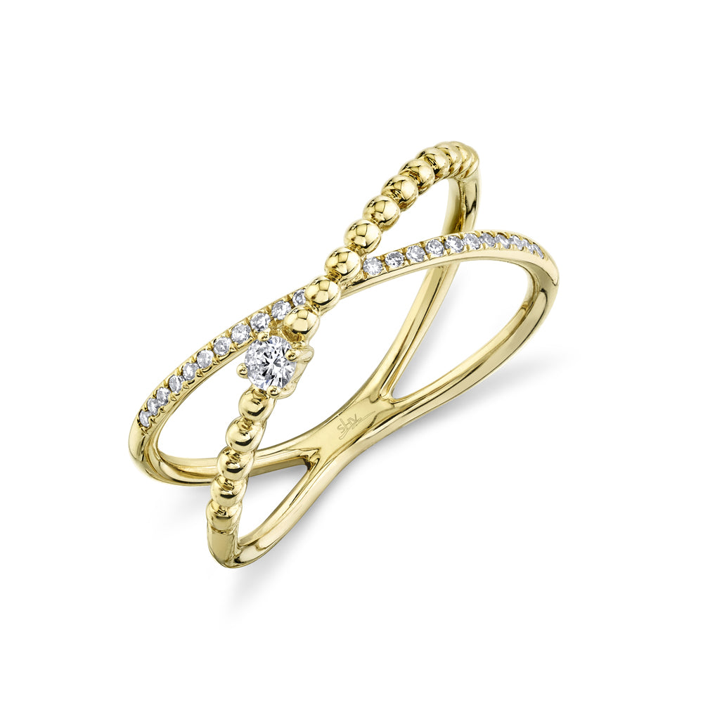 Shy Creation® Pavé-Bead X Diamond Ring