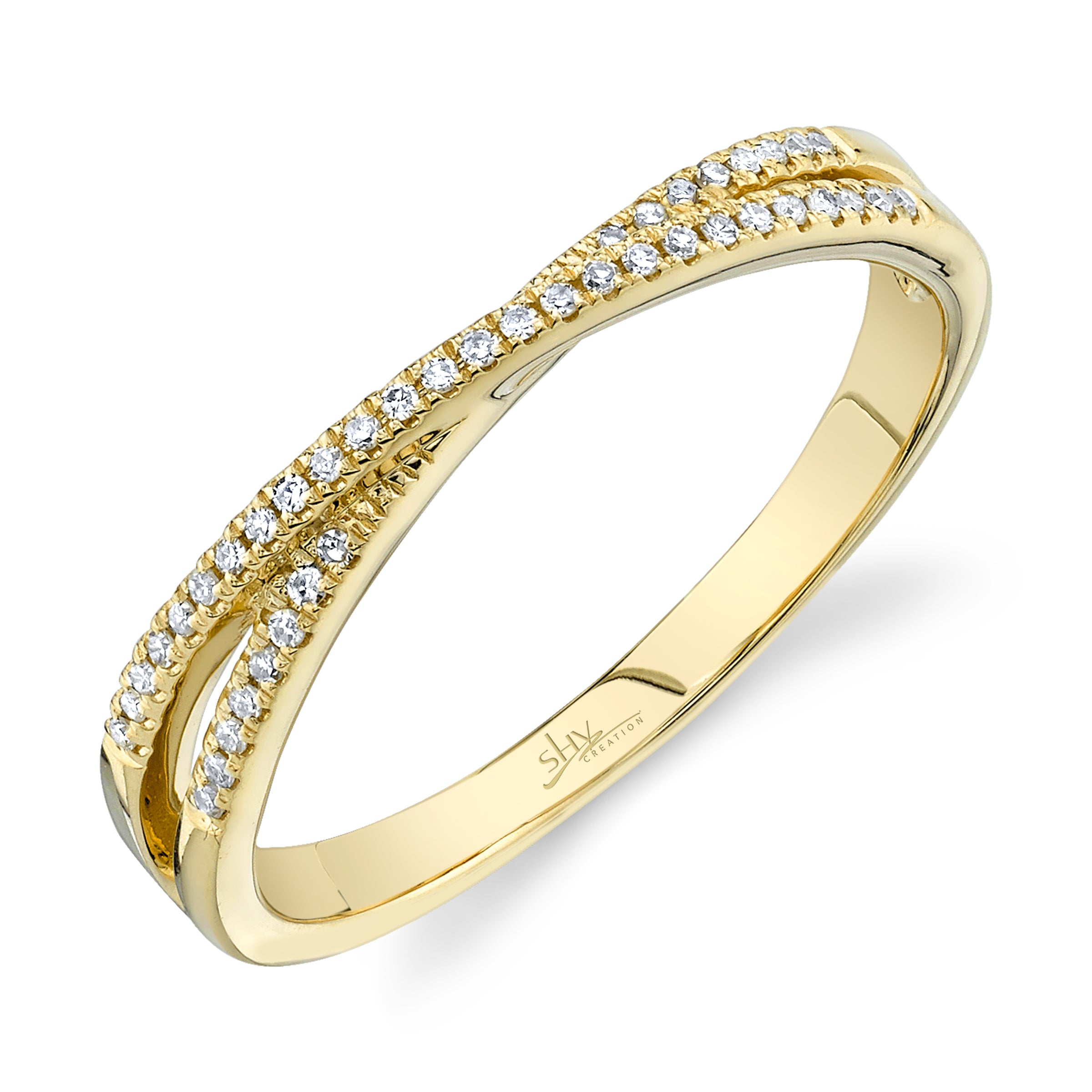 Shy Creation® Twinline Spark Diamond Band
