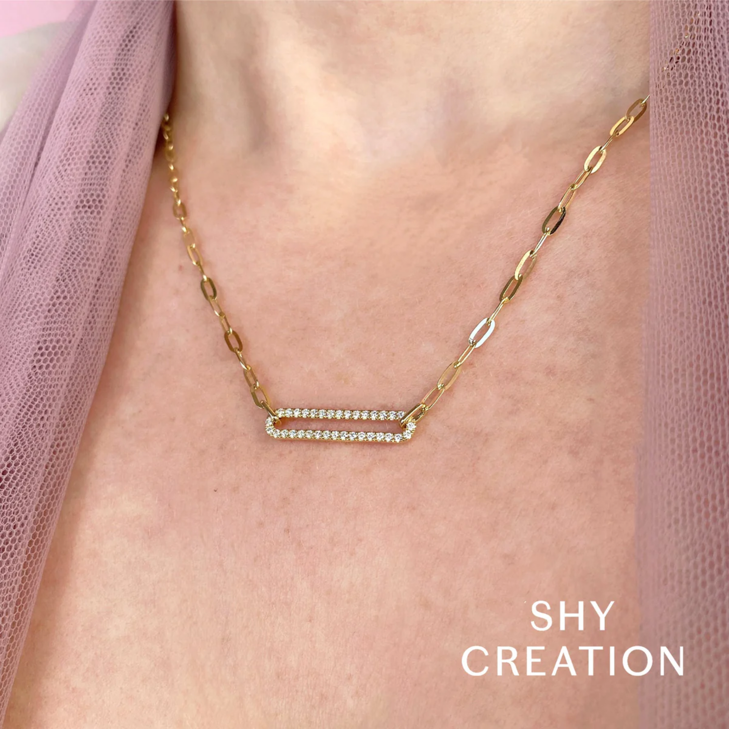 Shy Creation® Borderline Pavé Pendant Necklace