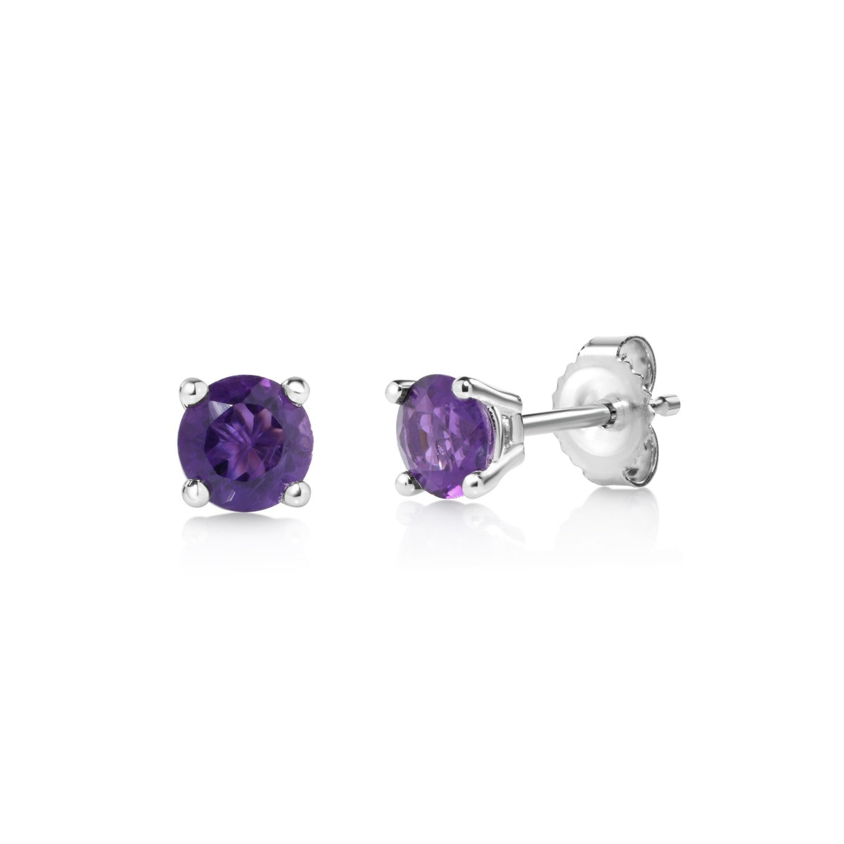 Violet Flame Amethyst 10K Stud Earrings