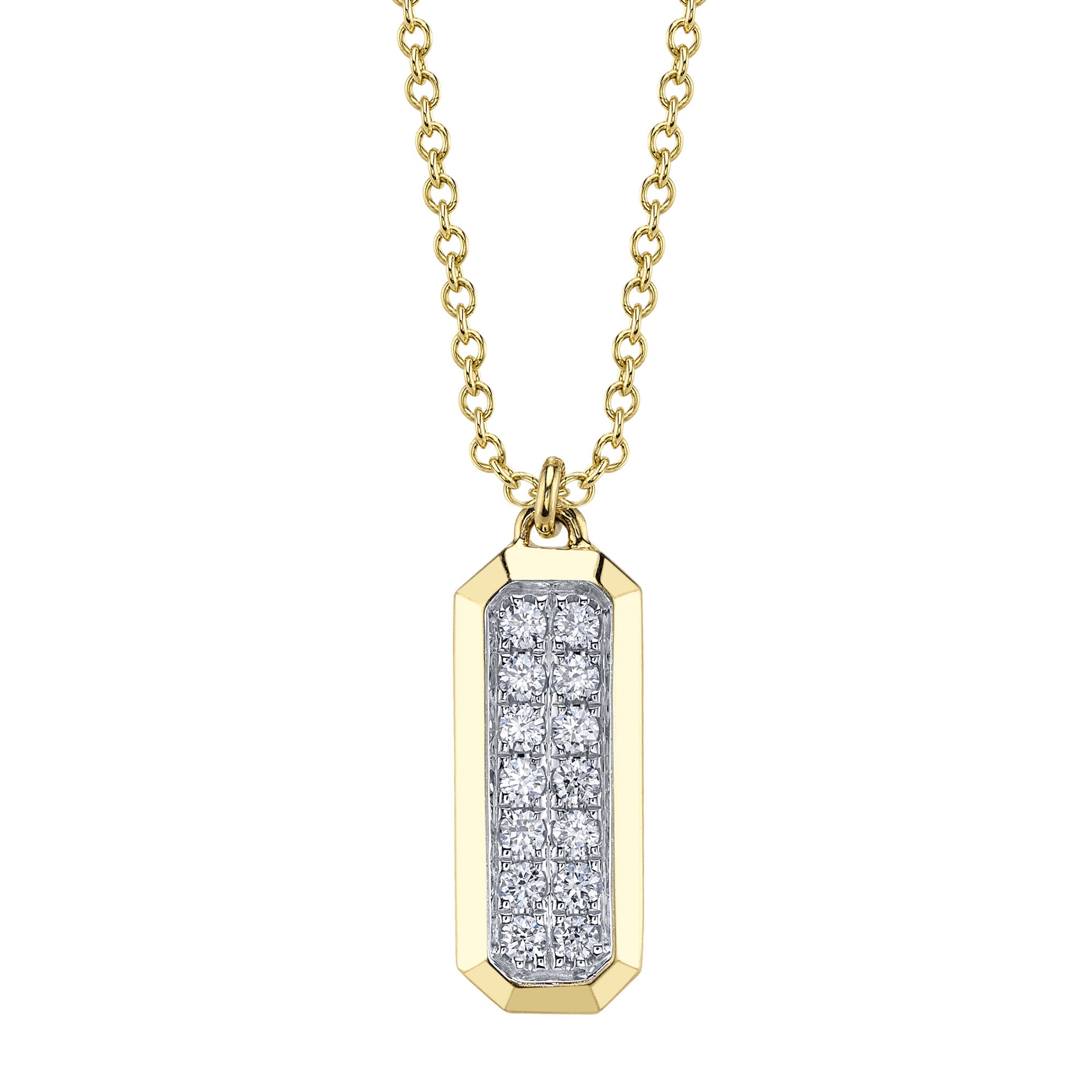 Shy Creation® Golden Edge Diamond Dog Tag Pendant
