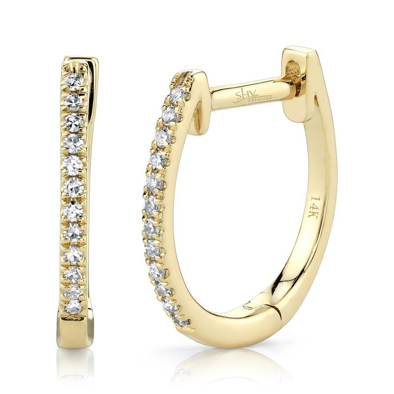 Shy Creation® Petite Pavé Classic Hoops
