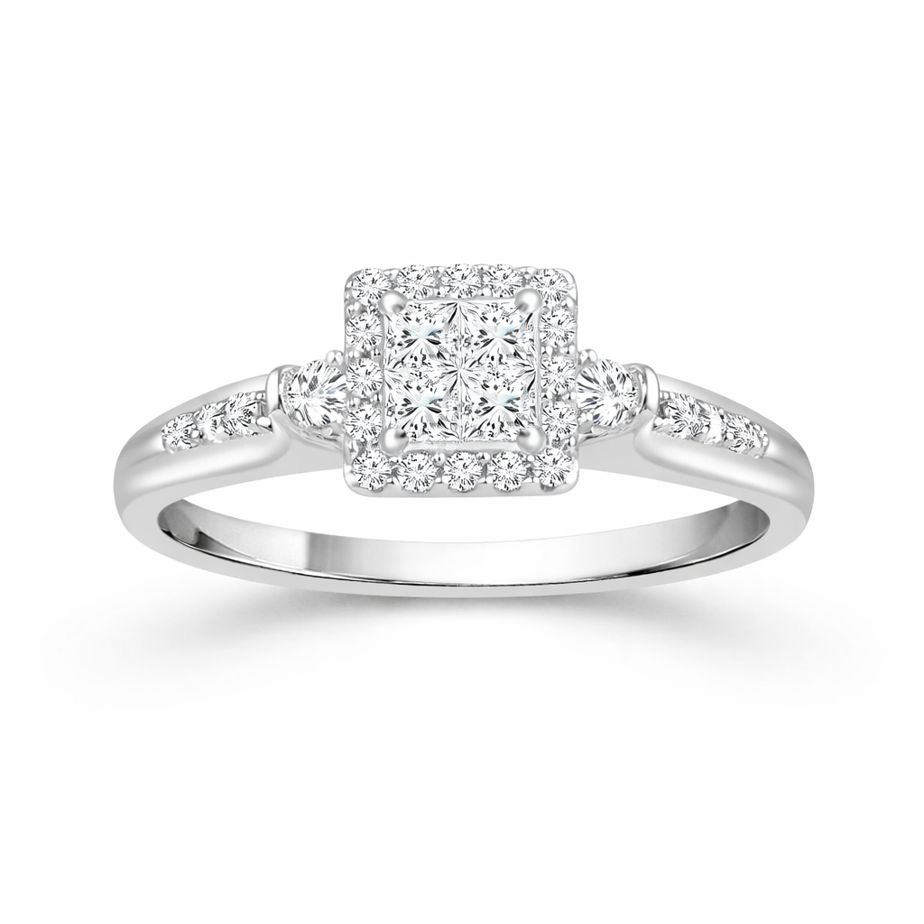 Two Hearts® Classic Unity Princess Diamond Engagement Ring