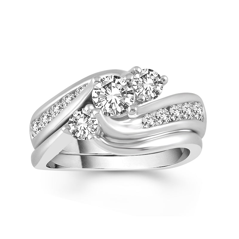 Two Hearts® Past Present Forever Round Diamond Bridal Set