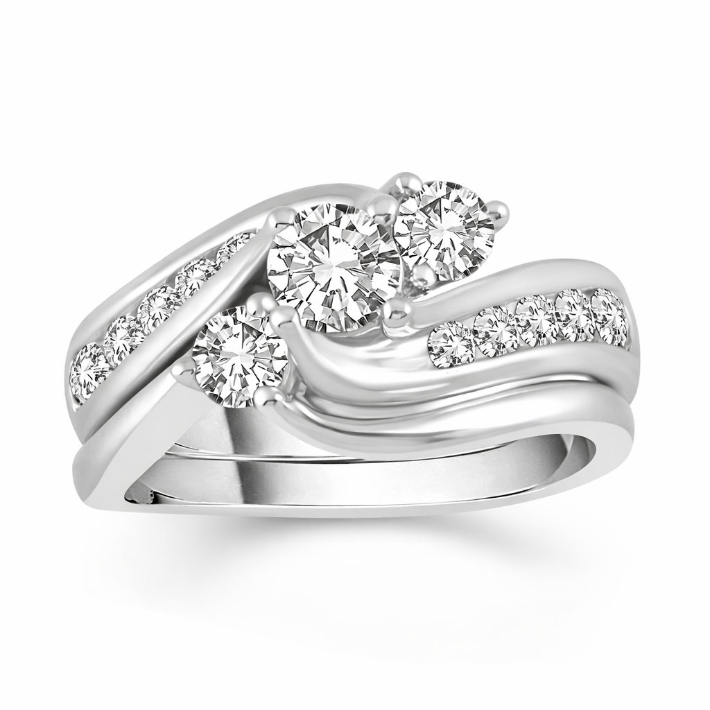 Two Hearts® Past Present Forever Round Diamond Bridal Set