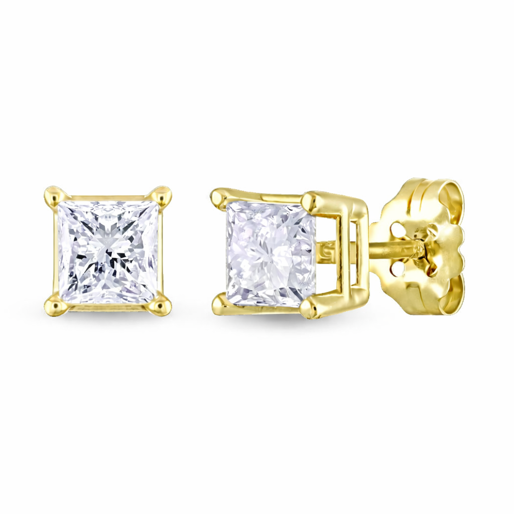 Refined Glow Princess Cut Diamond Stud Earrings
