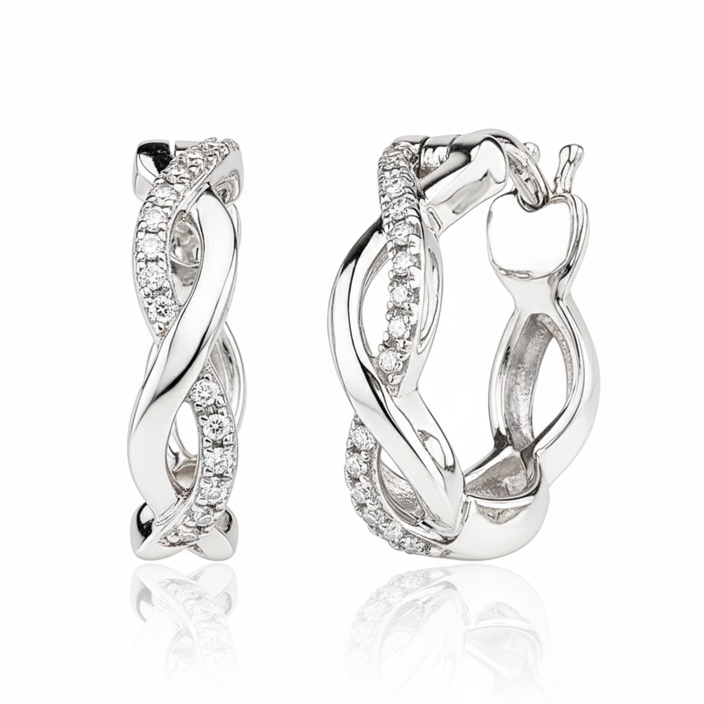 Twistweave Diamond Hoops
