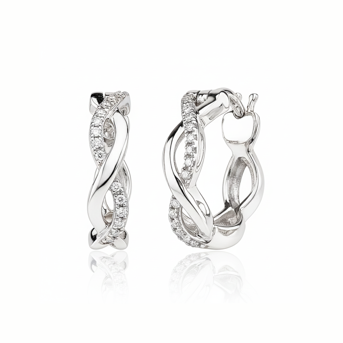 Twistweave Diamond Hoops