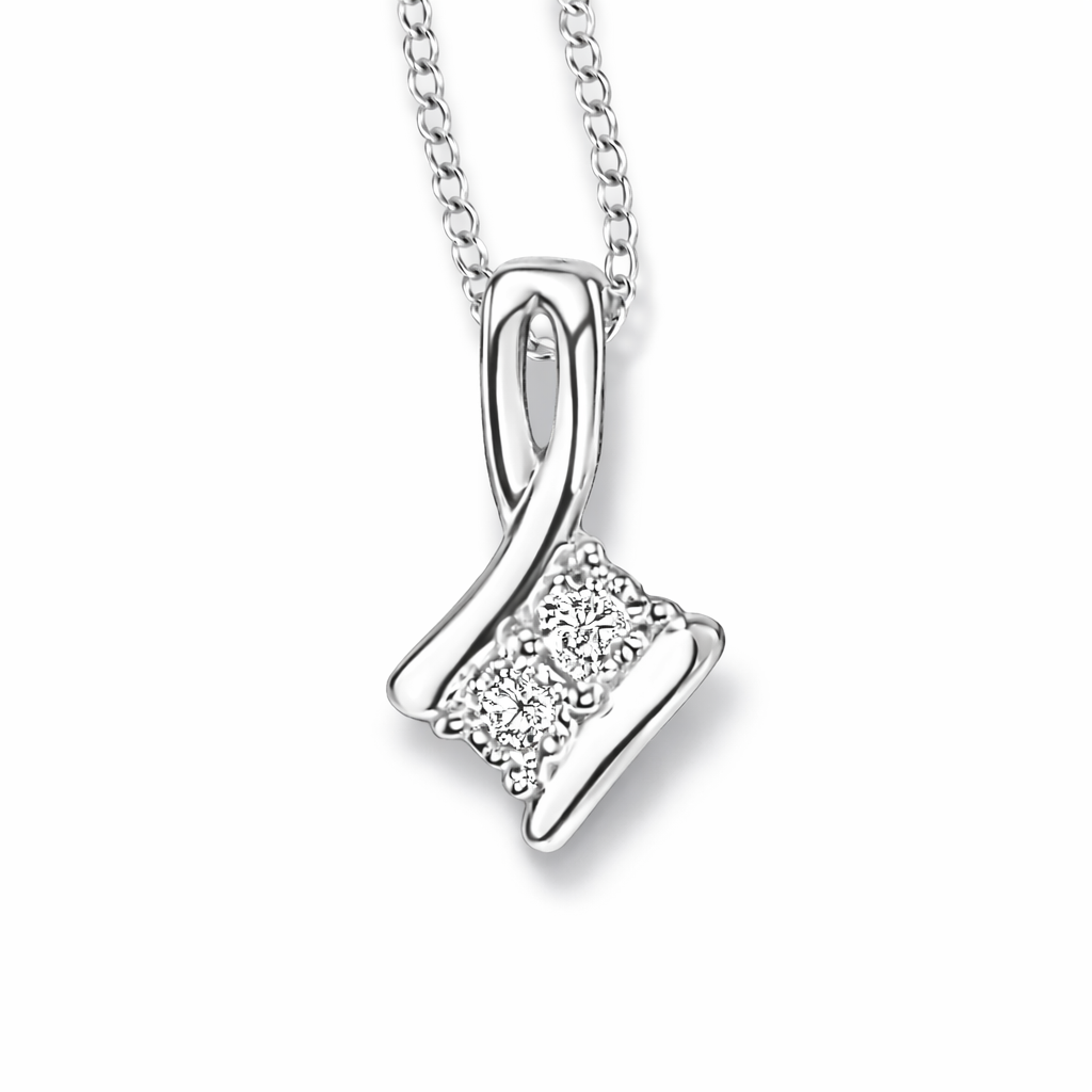 Silver Twin Diamond Pendant