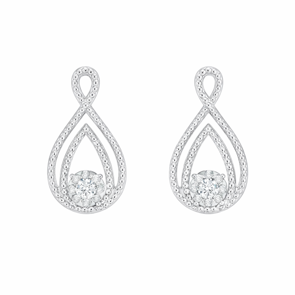 Diamond HaloFlow Drop Earrings