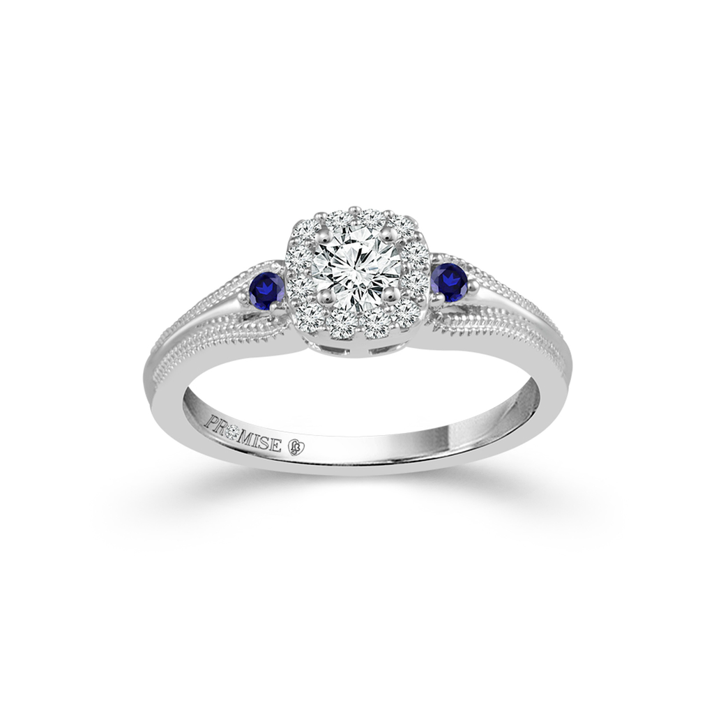 Love Story® Sapphire Embrace Round Diamond Engagement Ring