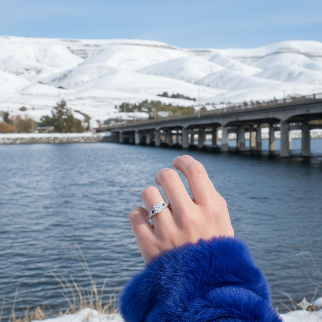 Love Story® Sapphire Embrace Round Diamond Engagement Ring