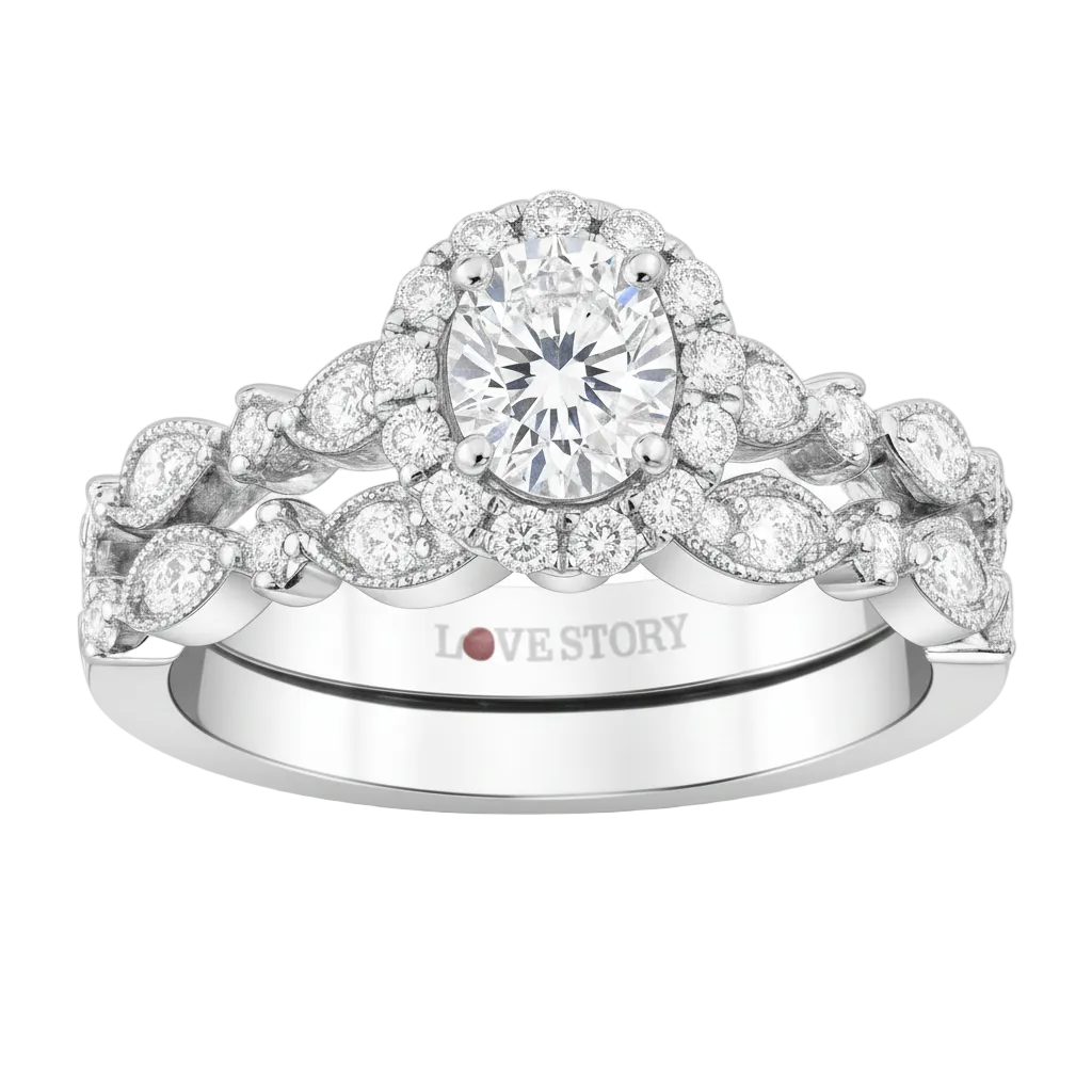 Love Story® Halo Embrace Semi Mounting Wedding Set