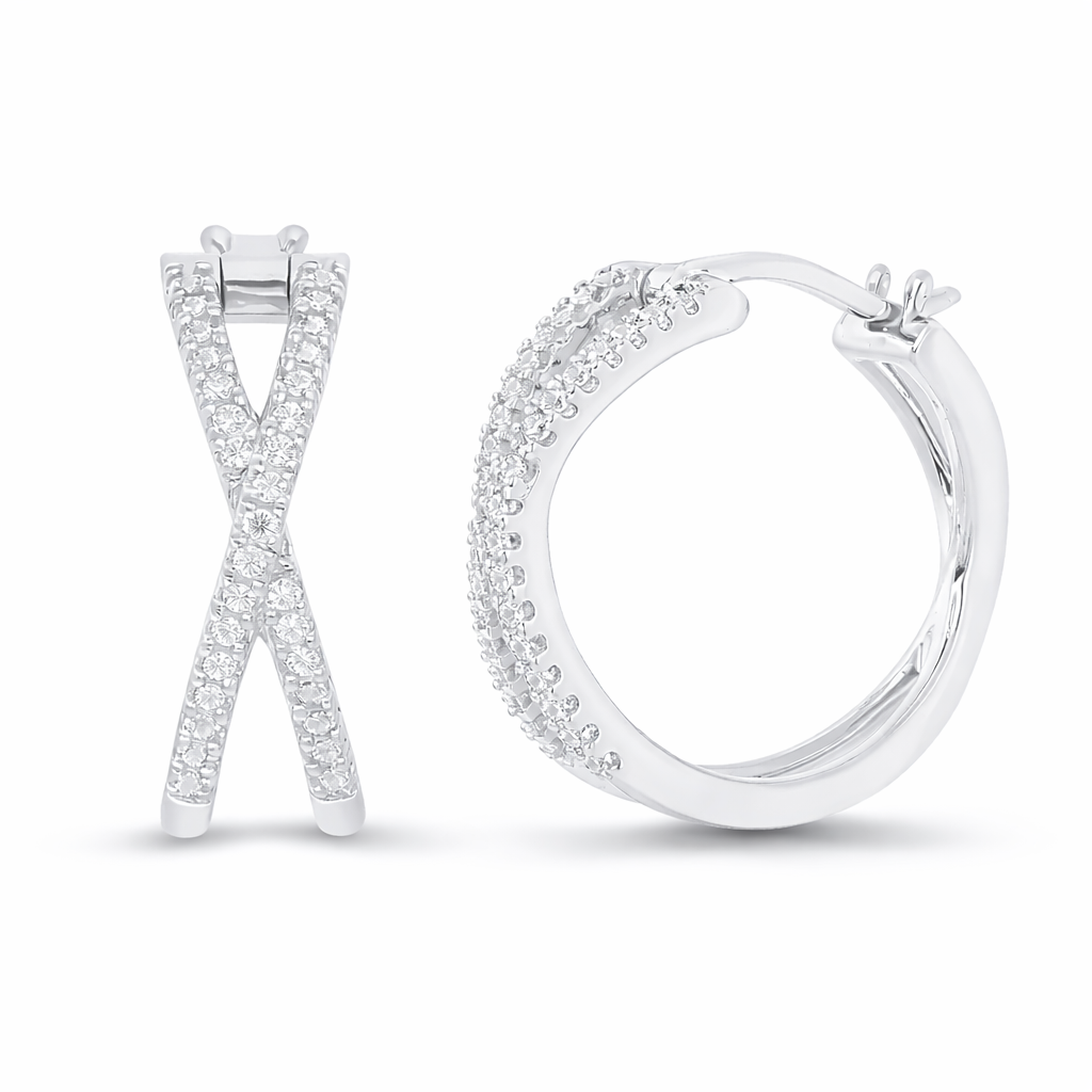 Crisscross Crest Diamond Hoops