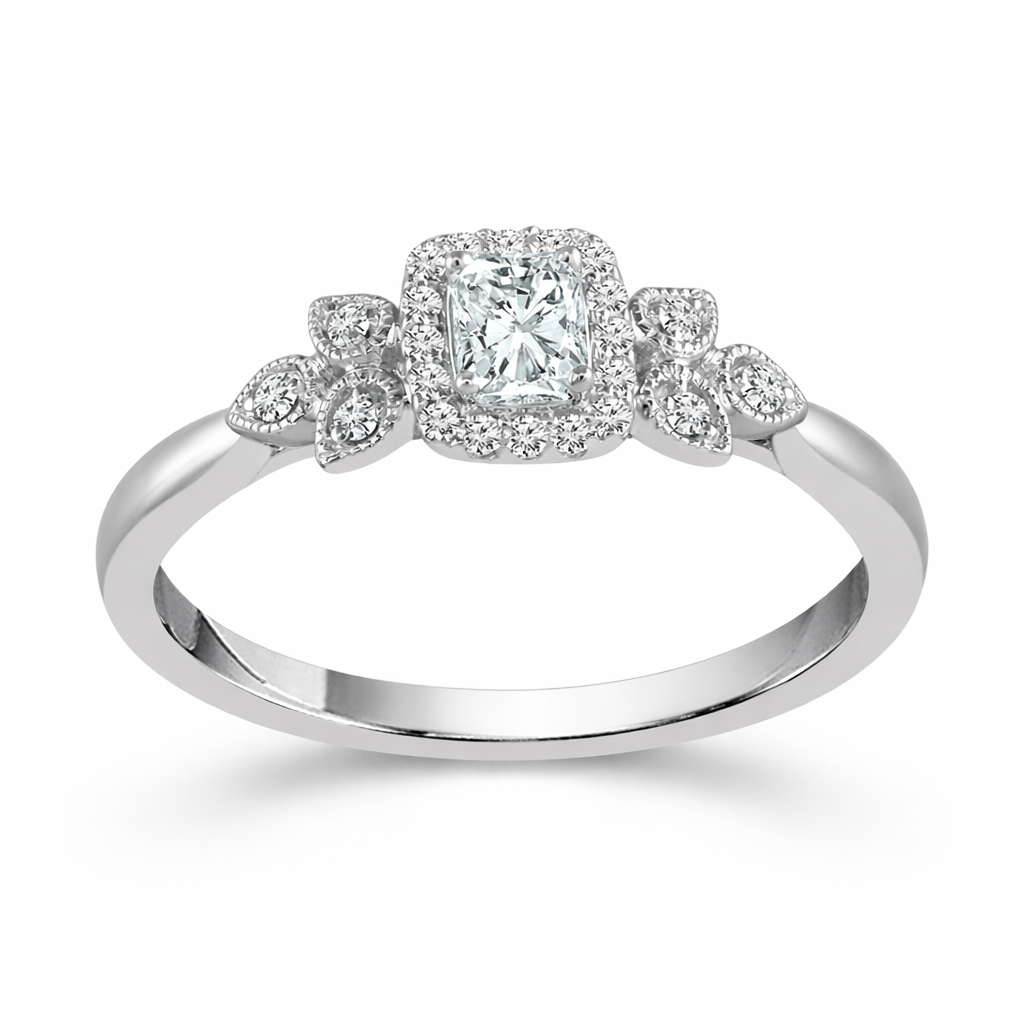 Two Hearts® Radiant Bloom Diamond Engagement Ring