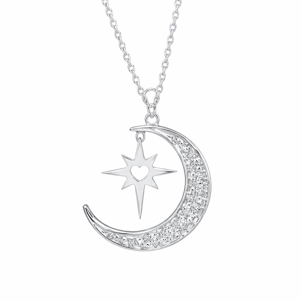 North Star Crescent Moon Pendant