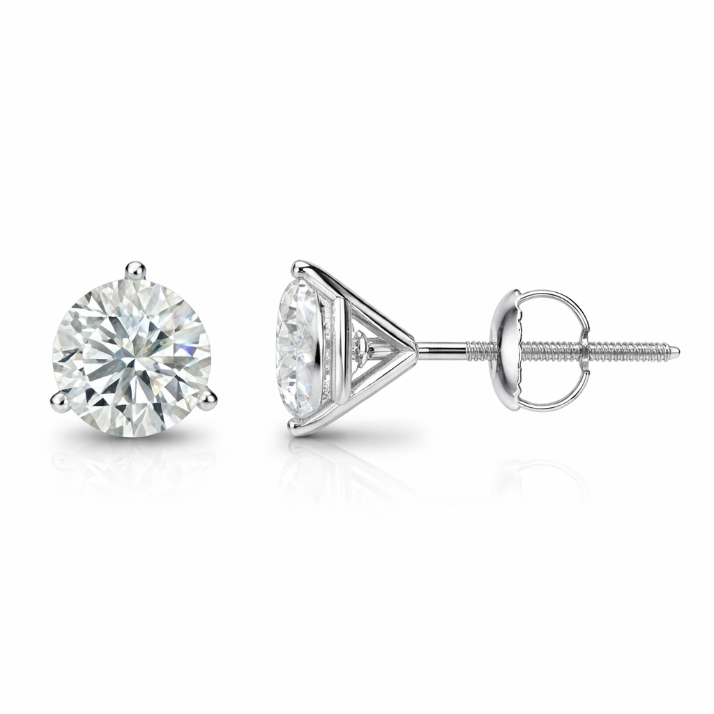 Premium Martini Round Diamond Stud Earrings