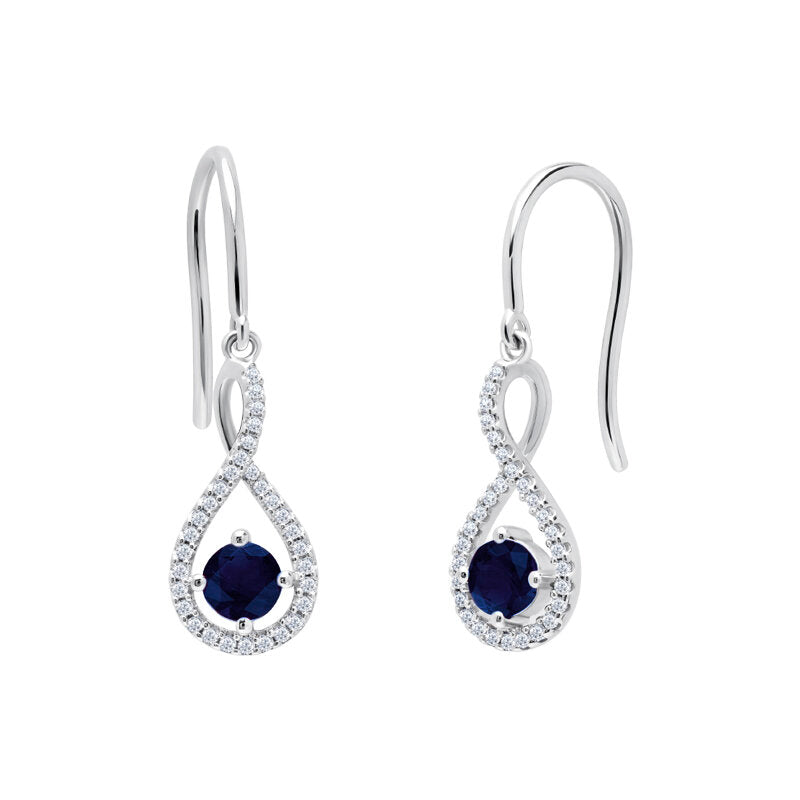 Midnight Teardrop Sapphire & Diamond Twist Earrings