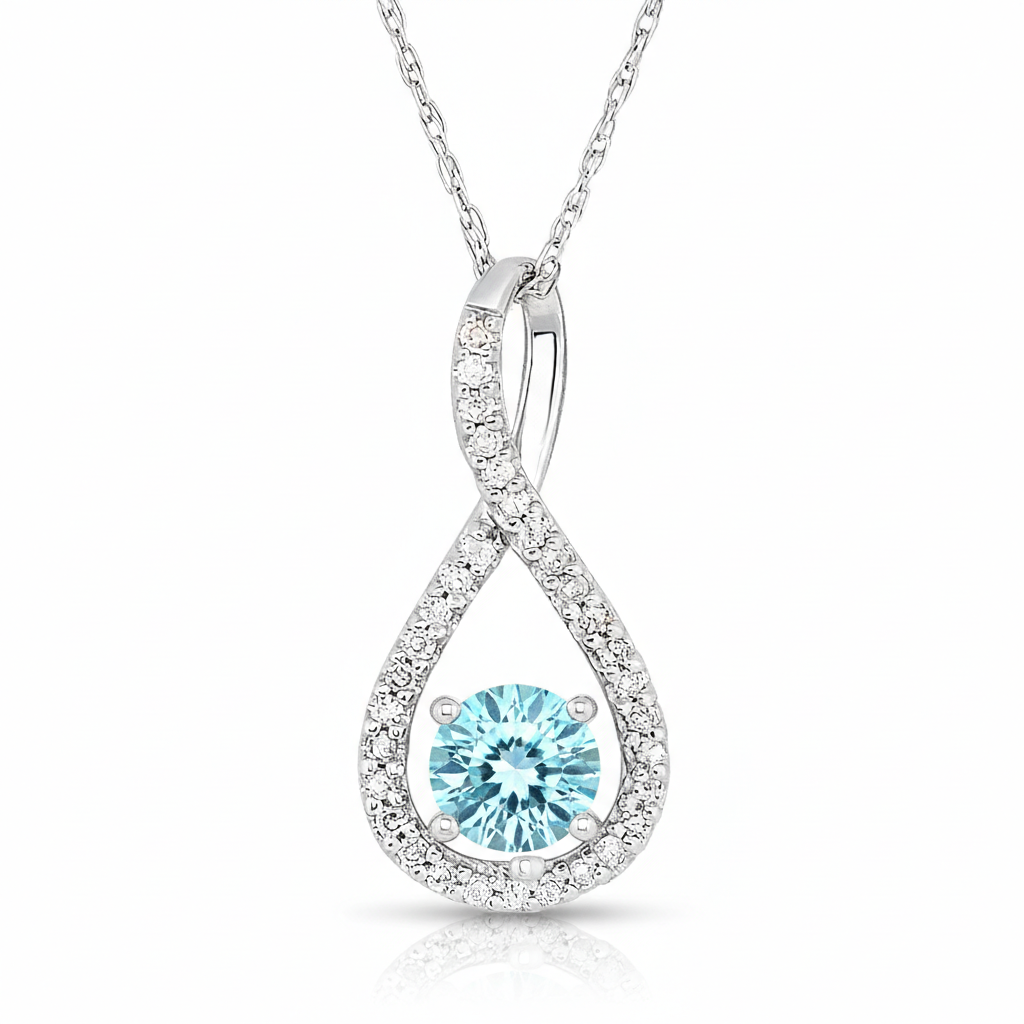 Raindrop Aquamarine Twist Pendant