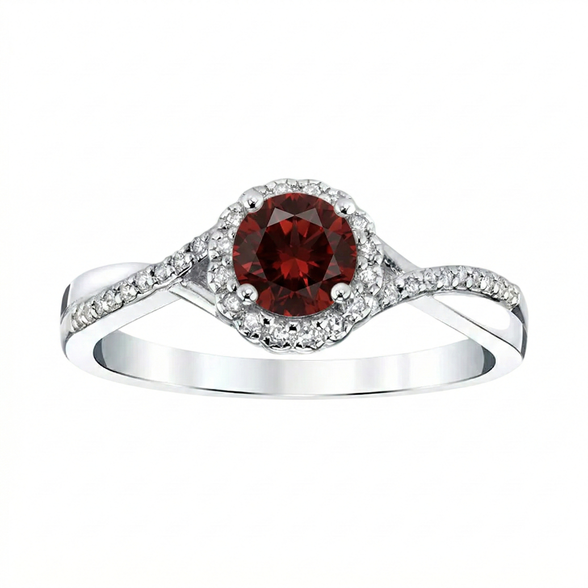 January Berry Garnet Halo Ring