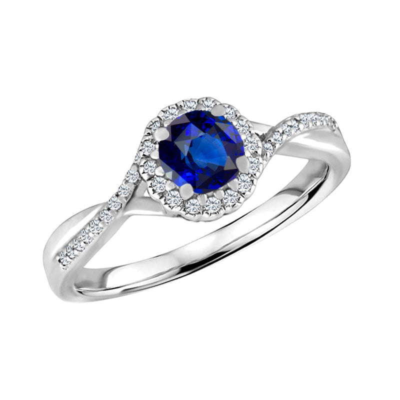 September Midnight Sapphire Halo Ring