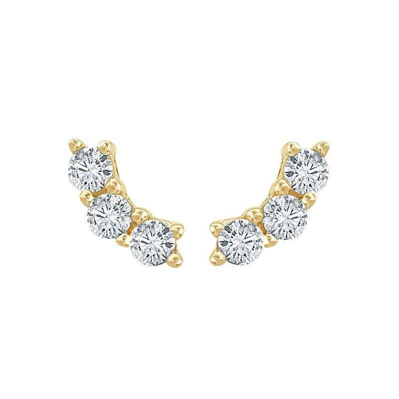 Golden Arc Diamond Climber Earrings