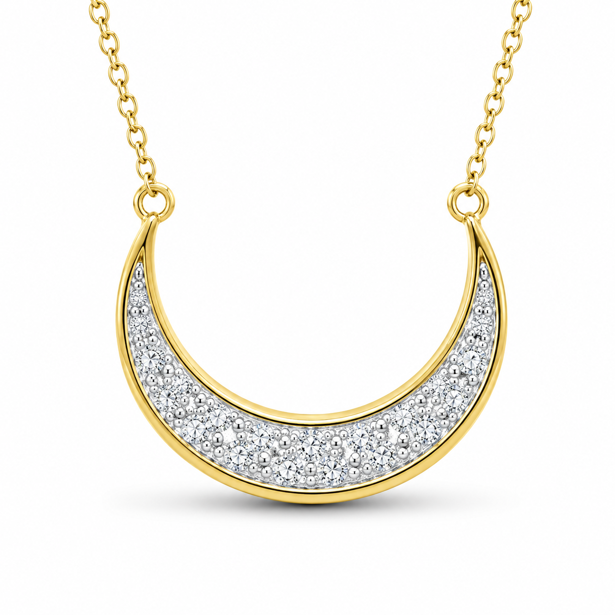 Golden Crescent Diamond Pendant