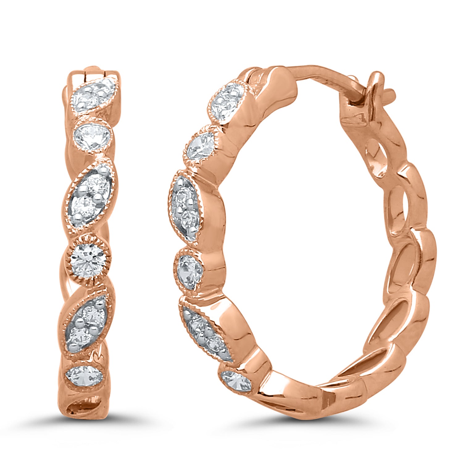 Rose Gold Diamond Hoop Earrings