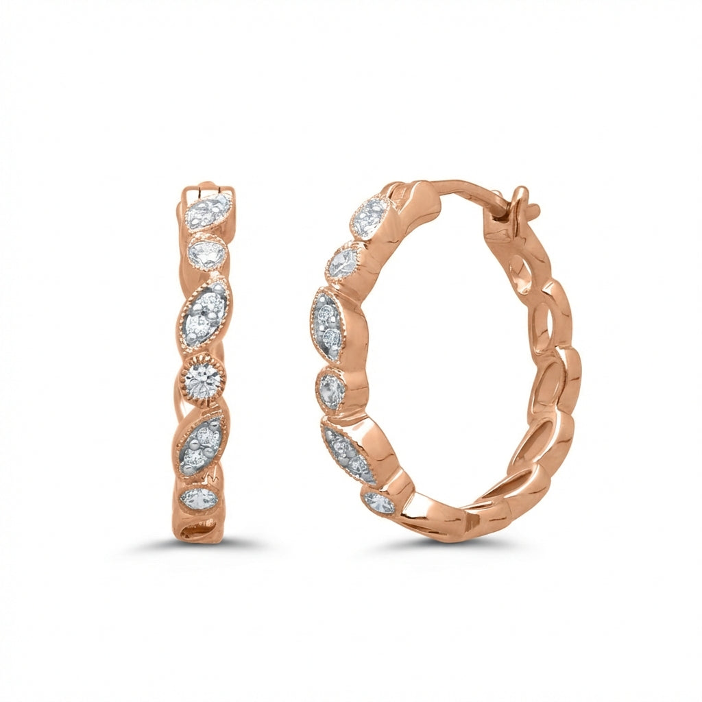 Cascade Iced Petal Hoop Earrings