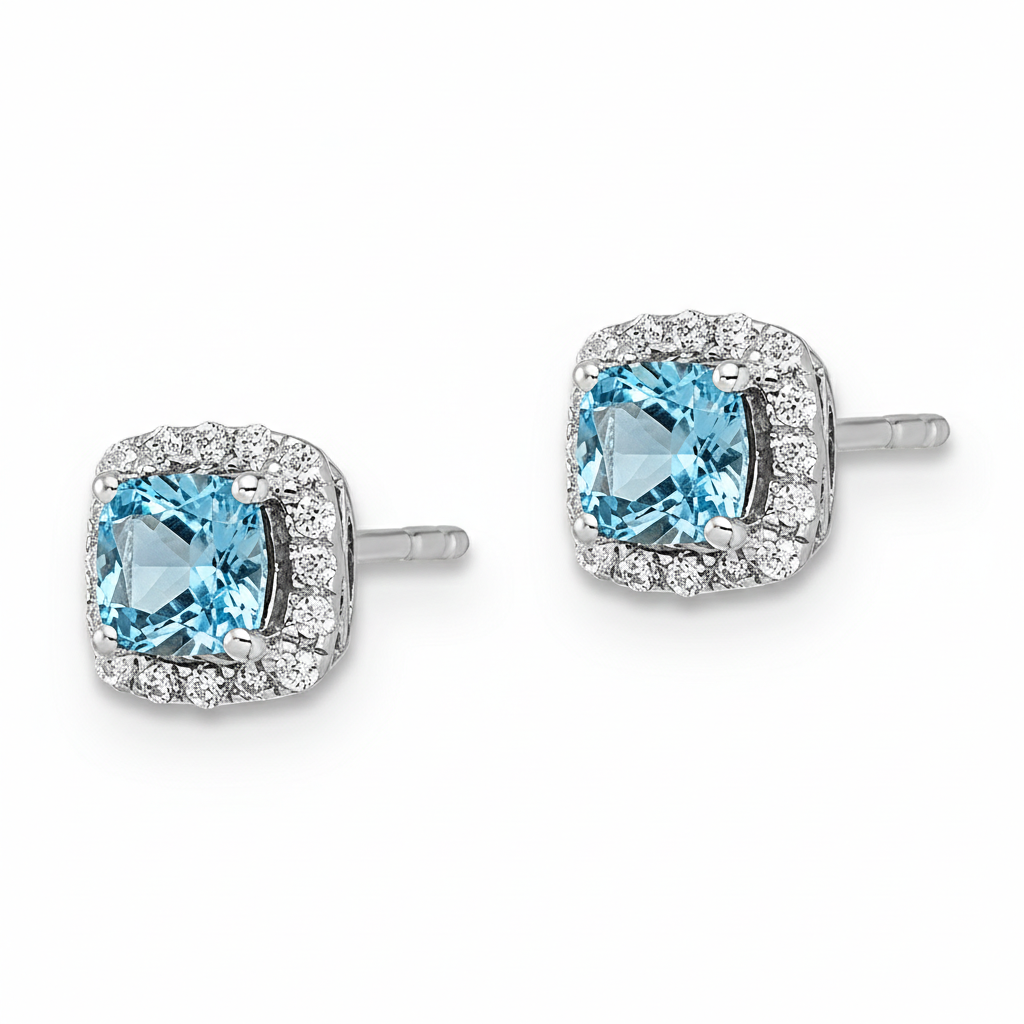 Cool Flame Blue Topaz Earrings
