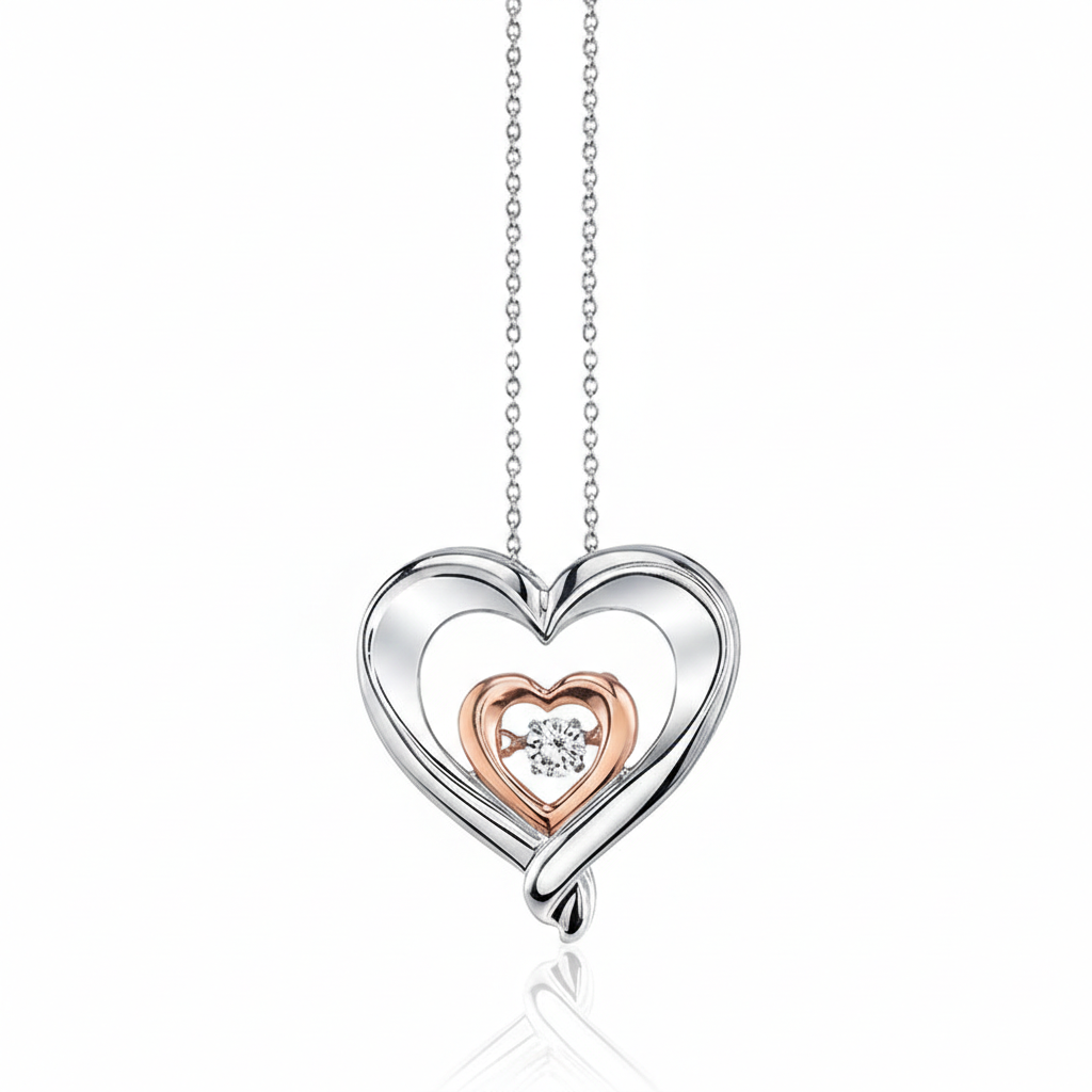 Kissing Hearts® Diamond Heart-in-Heart Pendant