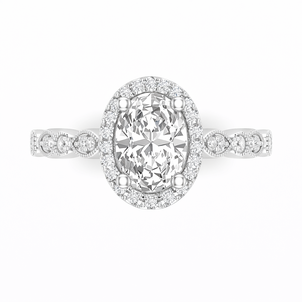 Love Story® Enchanted Halo Oval Diamond Engagement Ring