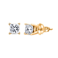 10K Princess Cut "Fine" Diamond Stud Earrings