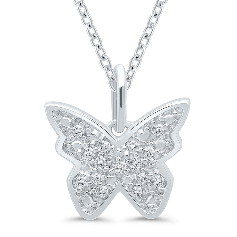 Tali & Tabi Silver Flutter Diamond Butterfly Pendant
