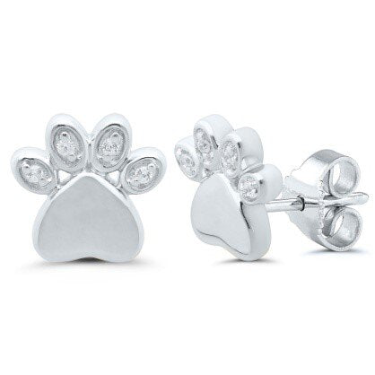 Tali &amp; Tabi® Diamond Paw Earrings