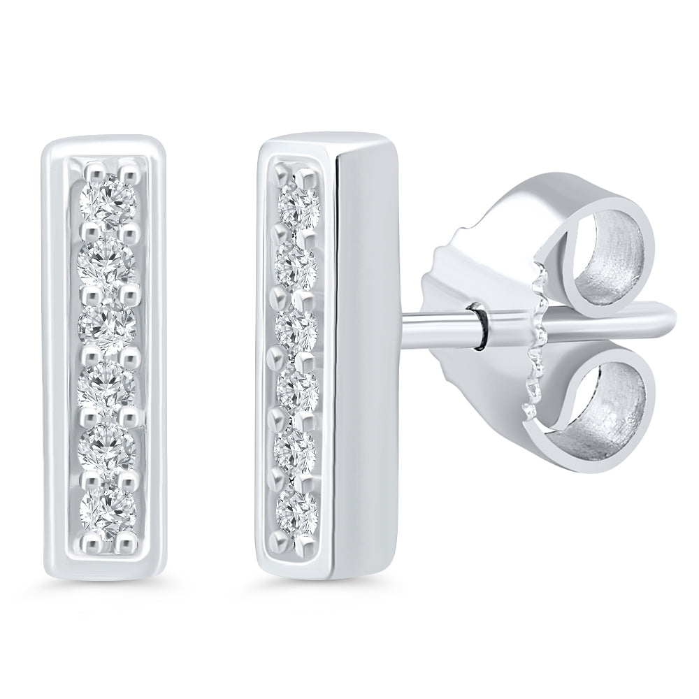 Tali & Tabi SilverLine Diamond Bar Earrings