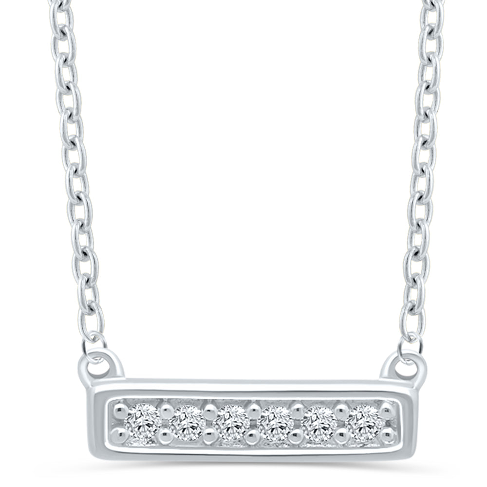 Tali & Tabi SilverLine Diamond Bar Pendant Necklace