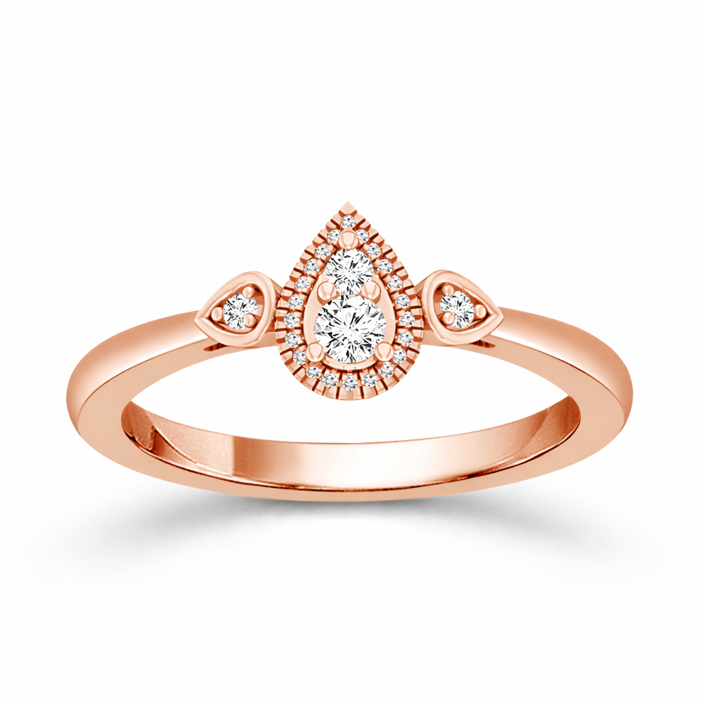 Pear Whisper Round Diamond Promise Ring