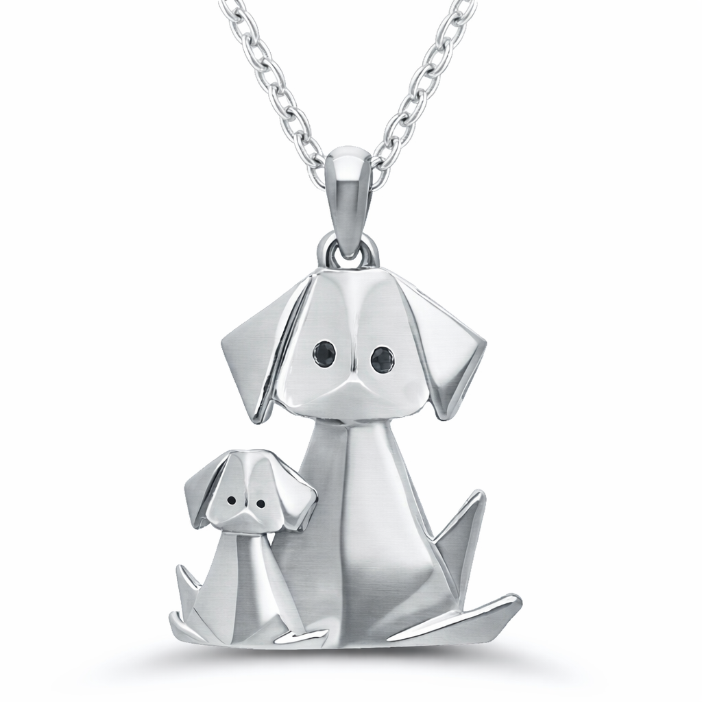 Origami Dog &amp; Puppy Pendant