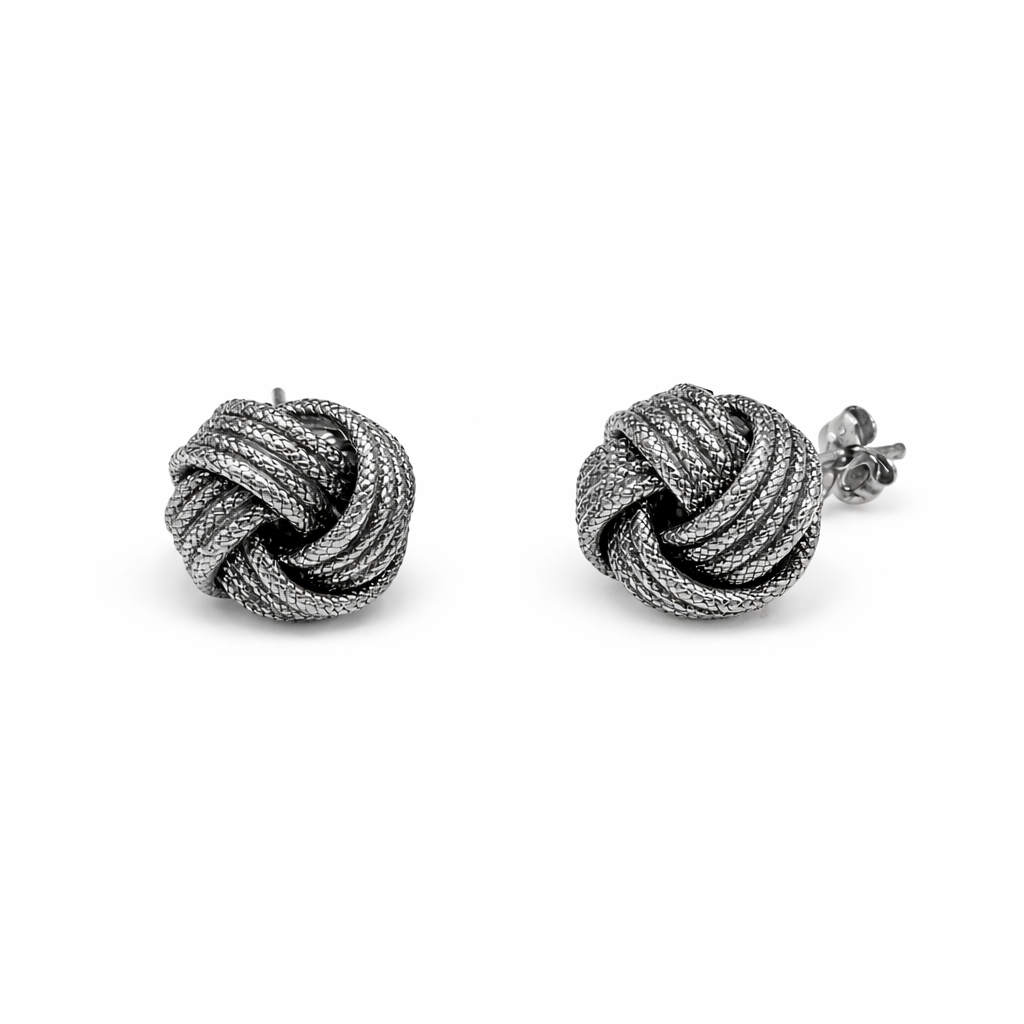 Woven Promise Love Knot Stud Earrings