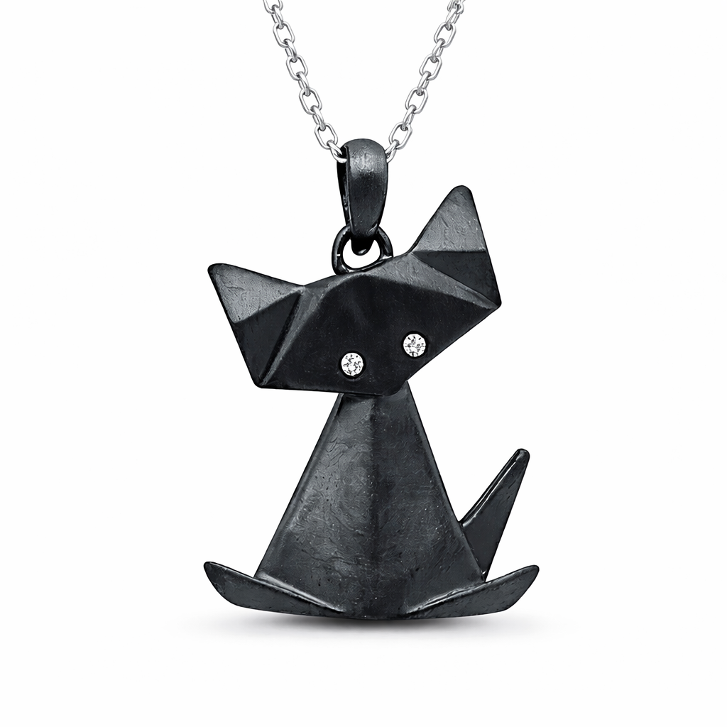Origami Black Cat Pendant