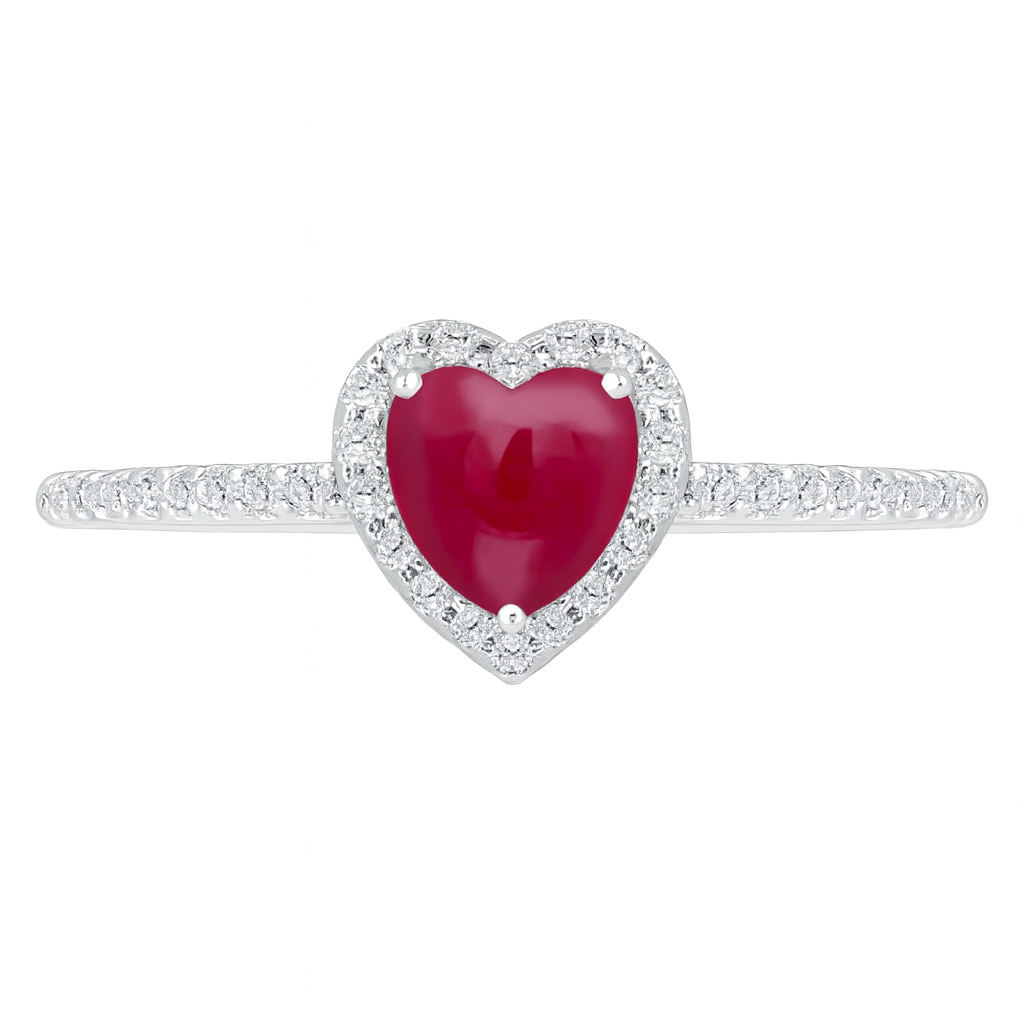 A symbol of love and elegance, this sterling silver ring features a heart-shaped Greenland ruby framed by a halo of sparkling diamonds. With its vibrant red hue and graceful design, it’s a romantic statement piece that celebrates passion and timeless beauty.